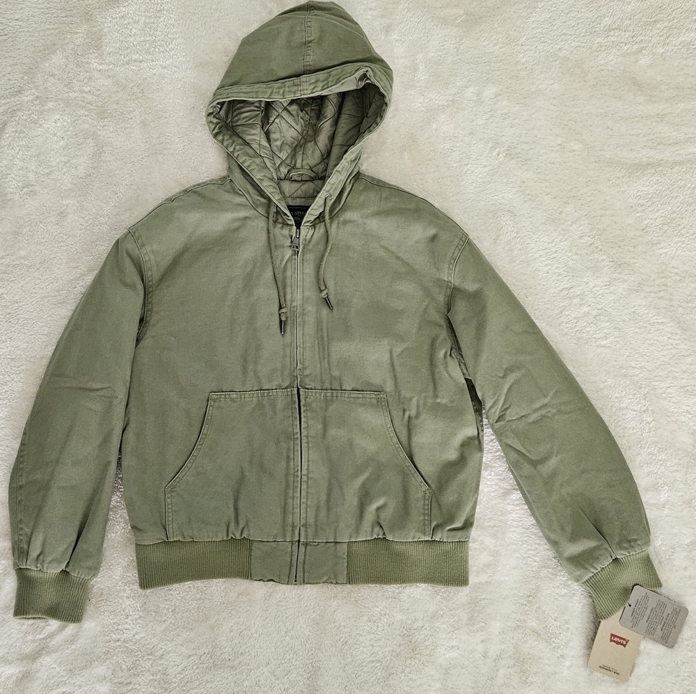 NWT Levi's Canvas Zip Green Jacket Size M Utility Streetwear Athleisure Casual - Picture 4 of 13